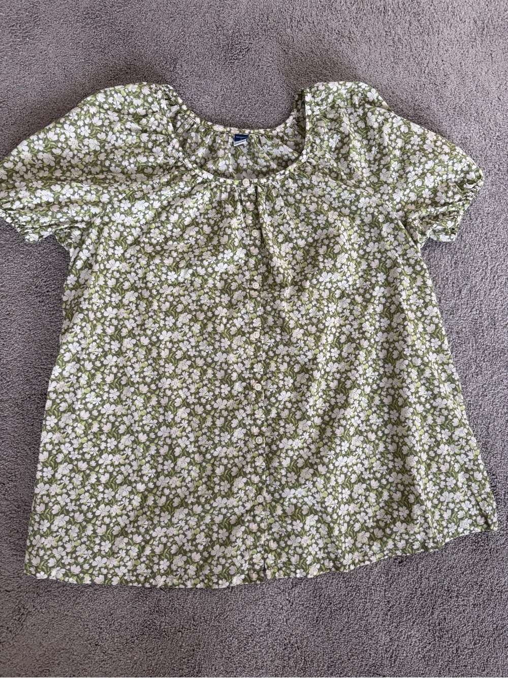 Old Navy Olive and White Floral Button up Maternity Top
